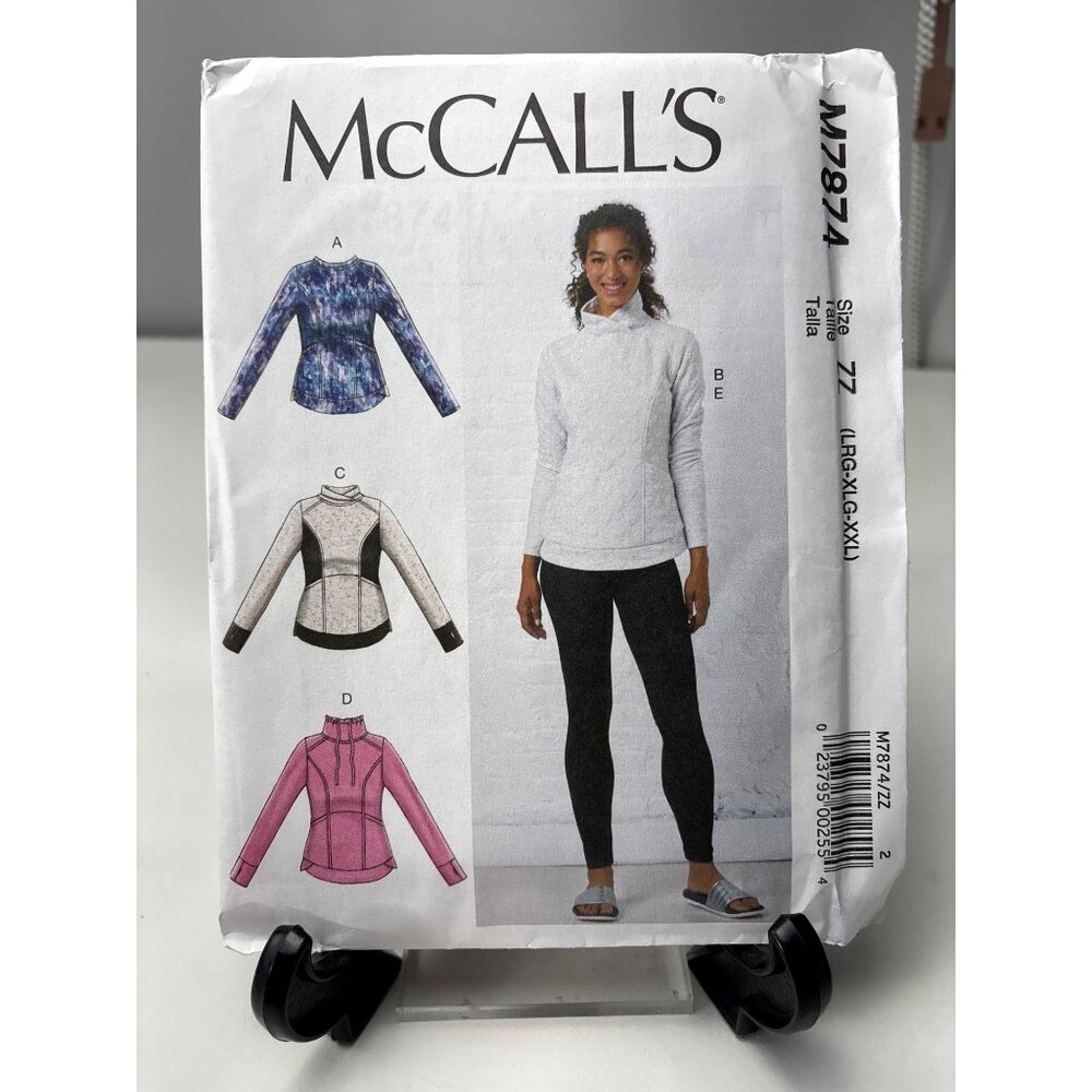 McCalls M7874 Womens Pullover Top Legging Sewing Pattern Size Large XL XXL uncut